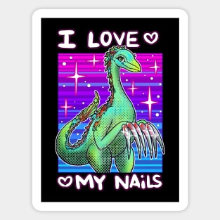 I Love My Nails Dinosaur Magnet